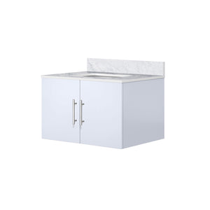 English Elm Glossy White Bath Vanity 30 In. W X 22 In. D With Durable Carrara Marble Top & Soft-Close Storage B2731P258476