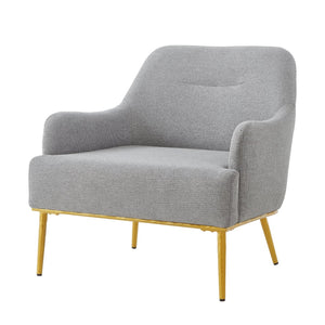 English Elm Modern Chenille Armchair with Curved Back Gold Legs Plush Accent Seat for Any Room Grey N763P360684E
