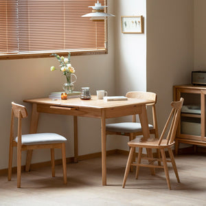 English Elm Natural Solid Oak Telescopic Dining Table Light Oak 47–59" Extendable Round-Corner 6–10 Pax Durable Design W1283P345819