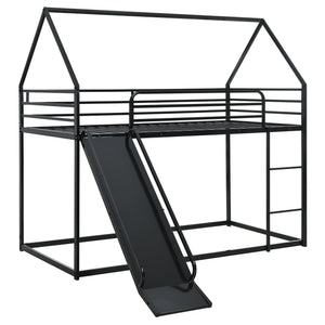 English Elm Twin Metal Tube Bunk Bed Frame for Kids Durable Sturdy Construction Safe Space-Saving Design Black W420P256561