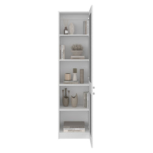 English Elm Butte Tall Two-tone Oak Bookcase with Concealed Doors and Open Shelves for Home Office B097P480470