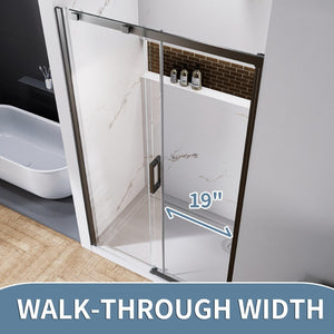 English Elm 44--48" Sliding Tempered Glass Shower Door Brushed Nickel Frameless Spa Bath W637P382565