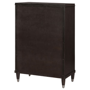 English Elm Niguel Rich Brown 5-Drawer Chest with Silver Knobs & Tapered Legs — Contemporary Bedroom Storage B062P354067