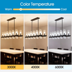 English Elm Black Linear Chandelier 12 Light Seeded Glass Farmhouse Fixture for Dining Rooms W5008P392744