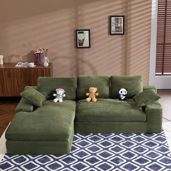 English Elm White Corduroy Compact Sofa Soft Upholstered Seating for Casual Scandinavian Living Rooms W3612S00014