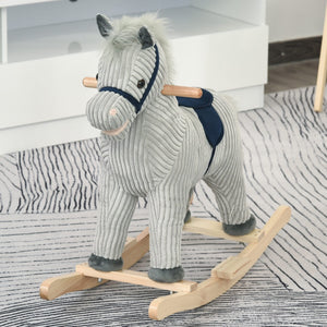 English Elm Qaba Plush Spring Rocking Horse with Sounds Stirrups and Saddle for Kids W2225P249737