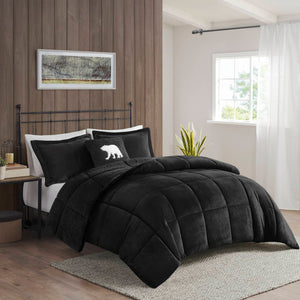 English Elm 4-piece King Sherpa Reverse Comforter Set with Hypoallergenic Fill for Bold Bedrooms B035P408272