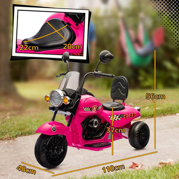 English Elm Qaba Kids 6v Electric Chopper Ride on Three Wheel Motorbike with Lights and Music Pink W2225P249814