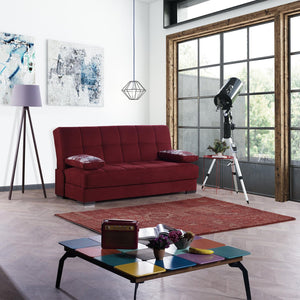 English Elm PrimeNest Sovo Collection Upholstered Convertible Sofabed with Storage, Click-Click Sleeper for Small Spaces Burgundy B030P286576