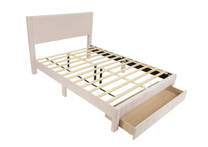English Elm Queen Corduroy Platform Bed with Plush Headboard, High Footboard, Under-Bed Drawer Storage, Modern Design Pink 8 L x 22 W x 61 H B089P238568