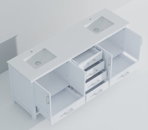 English Elm White Double Bath Vanity With Cultured Marble Top, Spacious Storage & Elegant Design For Modern Bathrooms B2731P259123-GIGA
