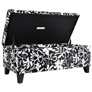 English Elm Christopher Knight Home® - Luxury Storage Ottoman with Floral Patterned Fabric, Soft-Close Hinges, Hidden Compartment for Blankets and Seating Comfort Black Floral,White N767P257582W