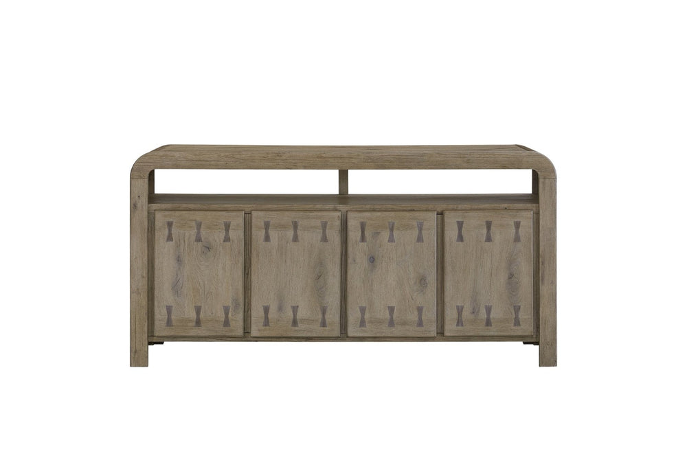 English Elm English Knotty Oak Veneer Console with Bowtie Inlay Artisan Craft Storage Sideboard B2699P443203