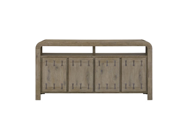 English Elm English Knotty Oak Veneer Console with Bowtie Inlay Artisan Craft Storage Sideboard B2699P443203