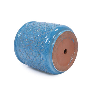 English Elm Set Of 3 Antique Blue Ceramic Flowerpots - Artisan Planters For Garden, Patio & Indoor Decor W3273P321480-GIGA