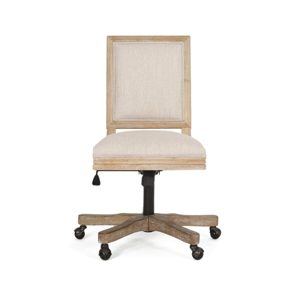 English Elm Christopher Knight Home® - SWIVEL&LIFT Rustic Beige Office Chair with Fabric Upholstery, Rubberwood Frame, Adjustable Swivel 71886.00FBGENTL