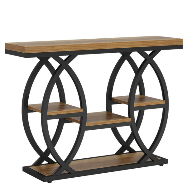 English Elm Hall Console Table Faux Marble Top Gold Geometric Base Modern Entryway Accent T3971P452414