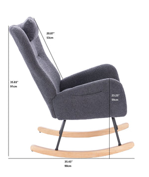 English Elm Teddy Dark Grey Upholstered Nursery Rocking Chair - Ergonomic High Back, Plush Seat, Sturdy Frame W2069P174789