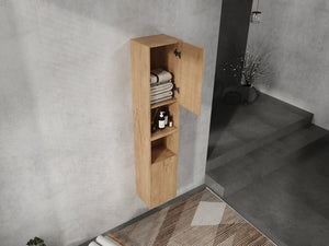 English Elm 24" Bathroom Side Cabinet - Wall-Mounted Design, Soft-Close Doors, Durable Plywood, Space-Saving Storage W999S00373