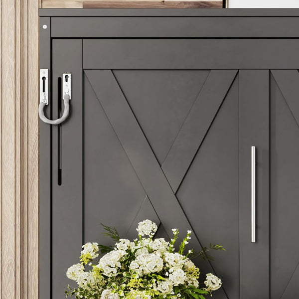 English Elm Queen Murphy Bed with Fold Down Desk Led Lighting and Usb Port for Home Office Dark Gray W1580S00457