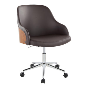 English Elm Task Chair with Chrome Five Star Base Grey Fabric Seat for Modern Home Office Use Brown,Chrome,Walnut B202P474173
