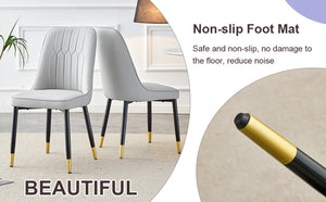 English Elm Table Modern Extendable Wood Mdf Dining Set With 6 Pu Chairs - Stylish, Versatile & Space-Saving Design W1151S03937-GIGA