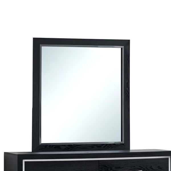 English Elm Livingston Black Frame Mirror G02850-M — Bold Wood-Grain Finish, Wide Low-Distortion Glass Reflector B078P366201