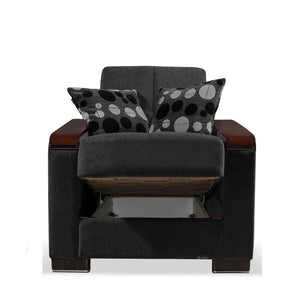 English Elm PrimeNest ZenAero Convertible Upholstered Armchair with Storage, Grey Chenille Sleeper, Compact Elegance B030P286212