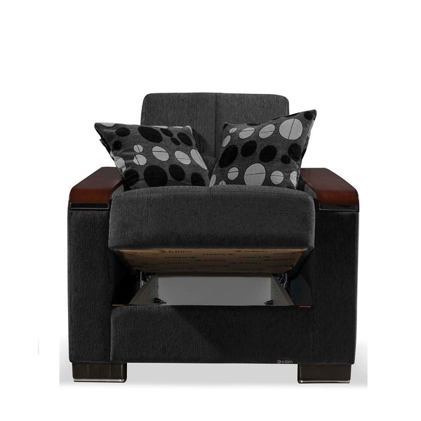 English Elm PrimeNest ZenAero Convertible Upholstered Armchair with Storage, Grey Chenille Sleeper, Compact Elegance B030P286212