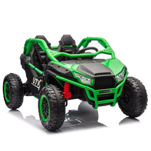 English Elm 24v Two Seater Kids Utv with Parental Remote Dual Motors Four Wheel Suspension Led Green W1578P198435