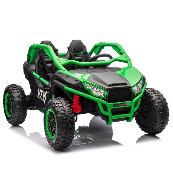English Elm 24v Two Seater Kids Utv with Parental Remote Dual Motors Four Wheel Suspension Led Green W1578P198435