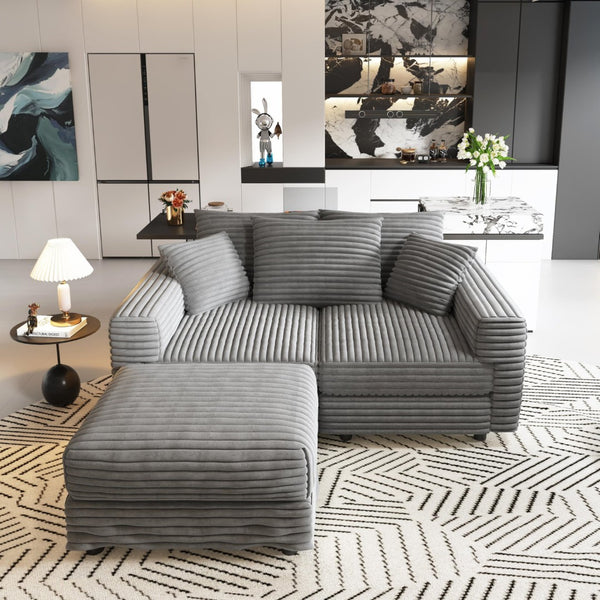 English Elm 82.6"upholstered Velvet Chesterfield Sofa with Button Tufting Nailhead Trim Rolled Arms Grey W1885S00346