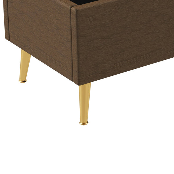 English Elm Modern Boucle Tufted Storage Ottoman Bench with Gold Legs for Bedroom or Entryway Grey N719P305620E