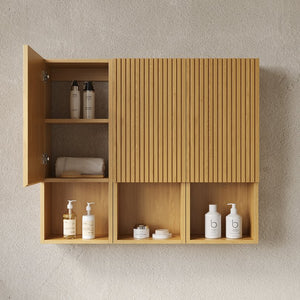 English Elm Mitch 41" Modular Wall-Mounted Bathroom Cabinet Set - Stylish Corolla Oak With Flexible Storage Options W2615S00143
