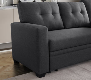 English Elm Convertible Upholstered Sectional Sofa with Pull-out Chaise Sleeper and Storage Dark Gray B2730S00007
