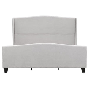 English Elm King Platform Bed Tall Upholstered Teddy Velvet Headboard Boutique Hotel Bedroom Style W1716P419749