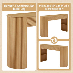 English Elm [video] Retro Fluted Console Table with 3 Drawers Open Niche Mid-century Entryway Natural N759P283616N