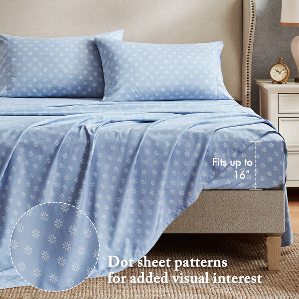 JLA Home Madison Park Essentials - 7 Piece Vintage-inspired Collection Floral Bedding Set with Reversible Comforter, Silky Microfiber Elegance Beige/Blue MPE10-1188