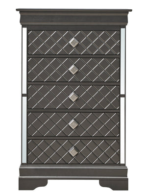 English Elm Verona Contemporary Chest In Metallic Black With Silver Champagne Design – Ample Storage, No Assembly B078108373-GIGA