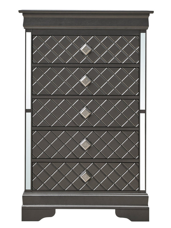 English Elm Verona Contemporary Chest In Metallic Black With Silver Champagne Design – Ample Storage, No Assembly B078108373-GIGA