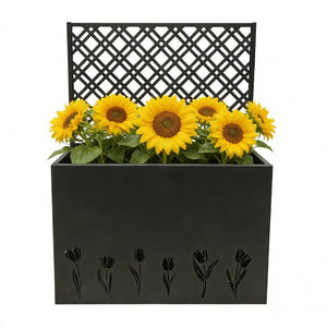 English Elm Tall Galvanized Metal Raised Planter with Integrated Trellis Outdoor Privacy Screen W1586P455892