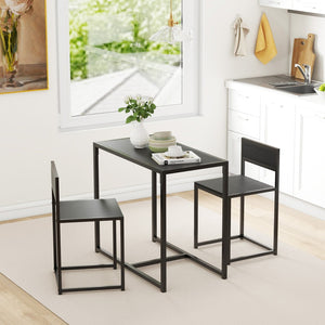 English Elm Homcom Industrial 3 Piece Dining Set Steel Legs Mdf Top Compact Kitchen Seating Black W2225P229082