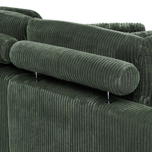 English Elm Large Corduroy Double Chaise Sectional Sofa with Lumbar Support for Spacious Living Rooms Dark Green B2748S00017