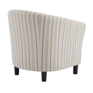English Elm Christopher Knight Home® - Barrel Upholstered Striped Accent Chair Beige/Blue – Channel-Stitched Fabric, Solid Wood Legs, Cozy Elegance N776P237265S