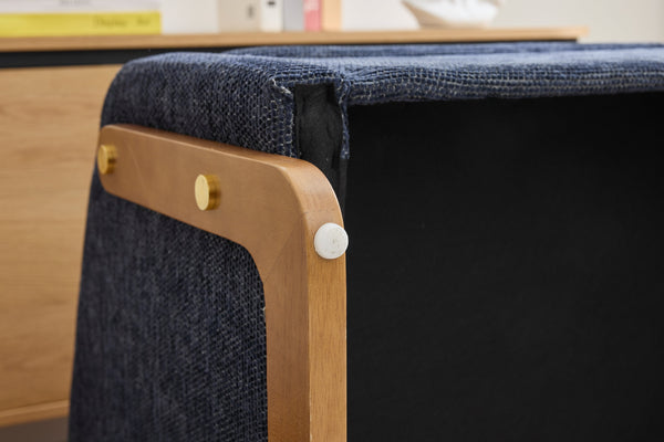 English Elm 057-Set Chenille Fabric Modern Upholstered Armchair with Wooden Side Frame, Ergonomic Cushioned Comfort Blue W527P239829