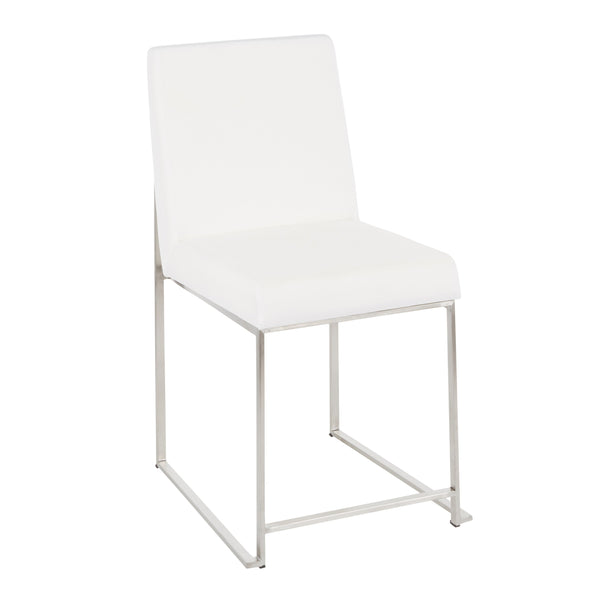 English Elm High Back Fuji Dining Chairs - Luxurious White Velvet & Stainless Steel - Set Of 2 For Elegant Spaces B202P223564