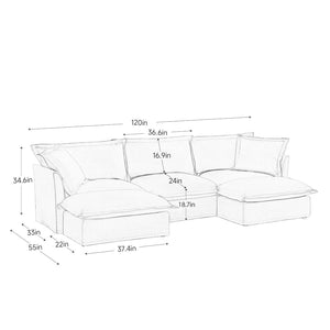 English Elm Slipcovered U-Shape Sectional Sofa – Luxurious Chenille Couch With Removable Covers & Modular Design W3041S00007-GIGA