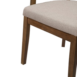 English Elm Christopher Knight Home® - Mid Mid Century Modern Boucle Dining Chairs with Wood Frame, U-Shape Arms, High-Density Foam Comfort khaki,Walnut N771P331337T