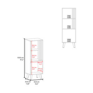 English Elm Vance 47" High One Door Cabinet with Shelves, Dark Wengue/Light Oak Accent, Slim Vertical Storage B200P253745
