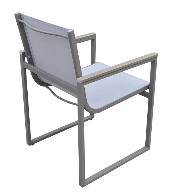 English Elm Herra Gray Outdoor Dining Chairs Set of 2 — Lightweight Aluminum Frame, Wood Accent Arms, Sling Comfort B2736P354278